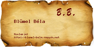 Blümel Béla névjegykártya